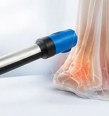 EMTT applicator over the ankle