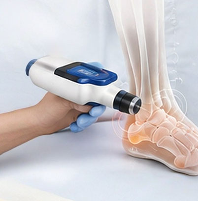 Shockwave applicator on the heel