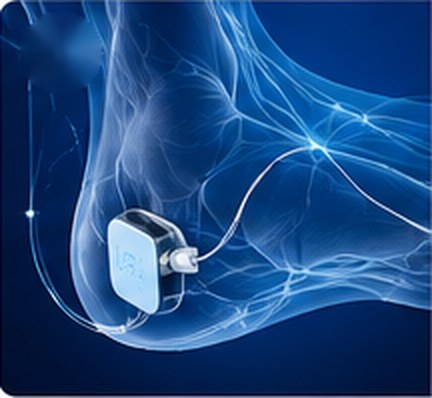 Illustration of a peripheral nerve stimulator near the ankle